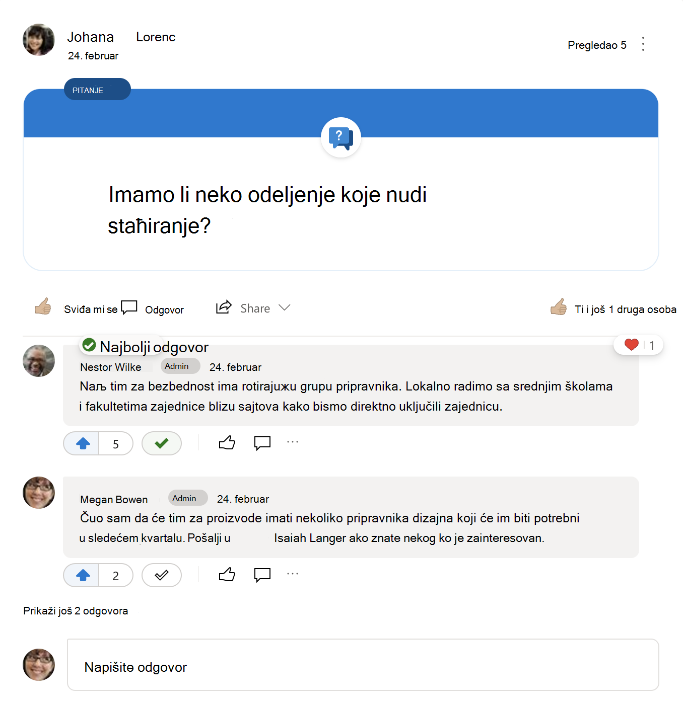 Najbolji odgovor na pitanje o usluzi Yammer