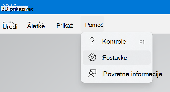 Postavke u 3D prikazivaču