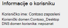 Informacije o korisniku prikazane u izveštaju o bežičnoj mreži