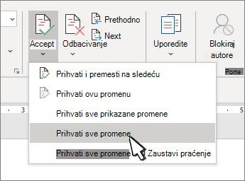 Spustite meni sa opcijom 