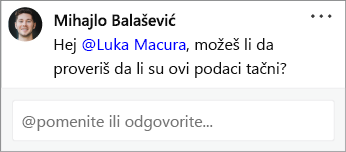 Kontakt pomenut u komentaru