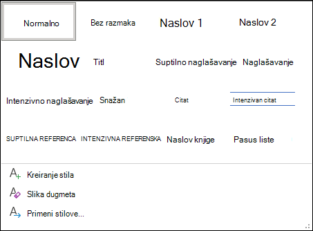 Biblioteka stilova u programu Word