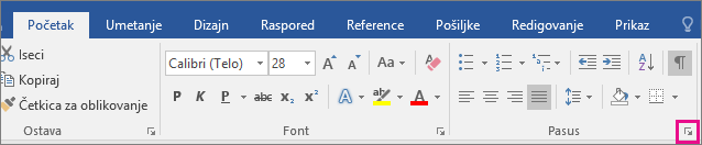 The arrow to open the Paragraph dialog box is highlighted on the Home tab.