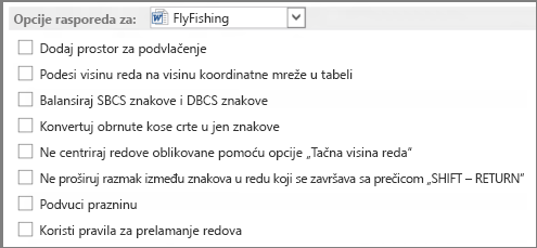 Word 2013 Layout options for: choices
