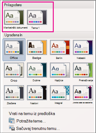 The Themes menu shows custom and built-in themes