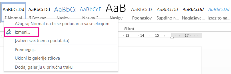 Izmena stila u programu Word