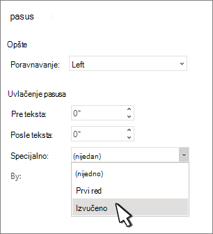 Izbor dugog reda bez uvlačenja