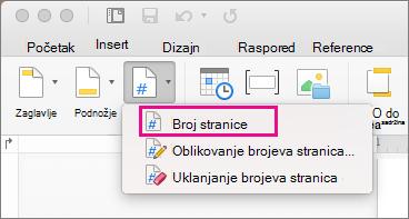 Na kartici Zaglavlje & podnožje izaberite stavku 