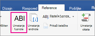 On the References tab, the Footnote button is highlighted