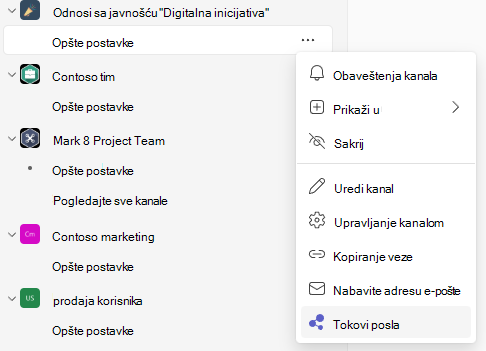Workflows in channel overflow menu