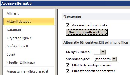 inställningar för navigeringsalternativ