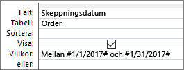 Ett uttryck i frågerutnätets kriterierad.