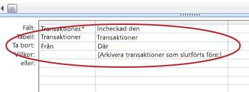 Raden Ta bort i frågerutnätet