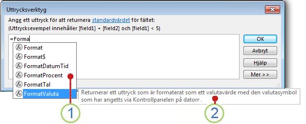 IntelliSense-listan och ett snabbtips.