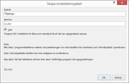 Dialogrutan Skapa distributionspaket