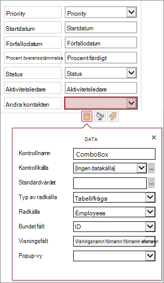 Fler egenskaper för en kombinationslista