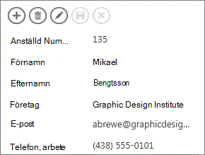 En delvy av detaljvyn för en anställd.