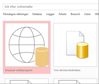 Knappen Anpassat webbprogram på startskärmen.
