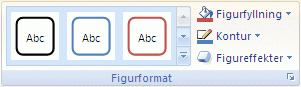 Menyfliksområdet i Excel med en markering av figurformat