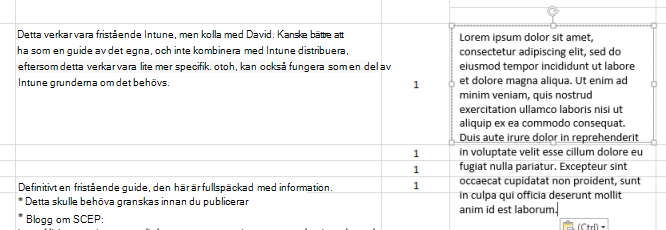 Den nya texten klistras in i textrutan.