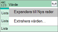 Expandera en JSON-lista