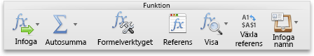 Fliken Formler, gruppen Funktion