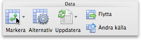 Fliken Pivottabell, gruppen Data