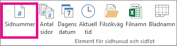 Klicka på Sidnummer i gruppen Sidhuvud & sidfotselement