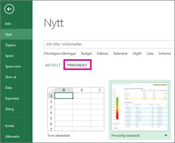 Plats för personliga mallar