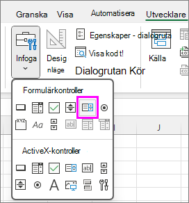 Formulärkontrollknappen för listrutor