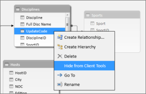 Dölja en kolumn i PowerPivot