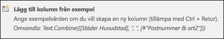 Power Query – kombinera kolumner från exempel på anpassad kolumnformel