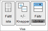 Bild av menyfliksområdet i Excel