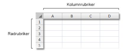 Rad- och kolumnrubriker i arbetsbok