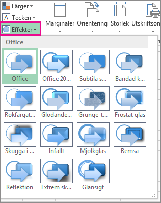 Temaeffekter på fliken Sidlayout