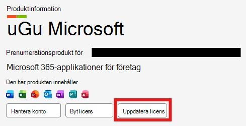 Uppdatera licens