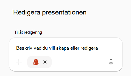 Skärmbild av rutan Copilot-prompt med varumärkeskit markerat i PowerPoint.