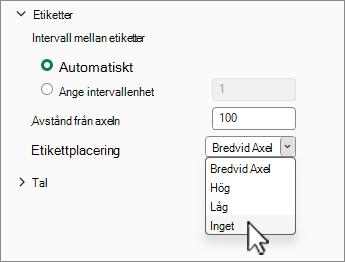 Dölja skalstreck genom att ange Ingen för Etikettplacering