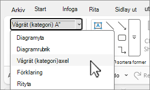 Aktuell markering med Vågrät axel markerat