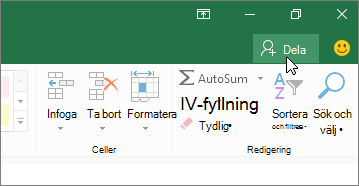 Markör som klickar på ikonen Dela