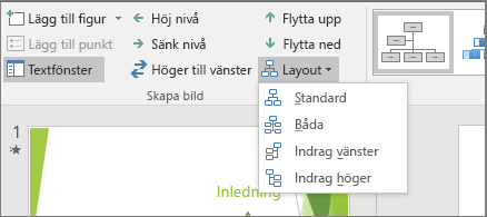 Visar alternativet Layout i SmartArt-verktyg