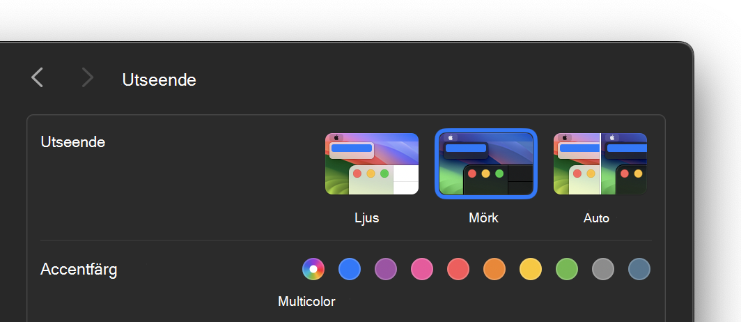 Mörkt utseende på macOS