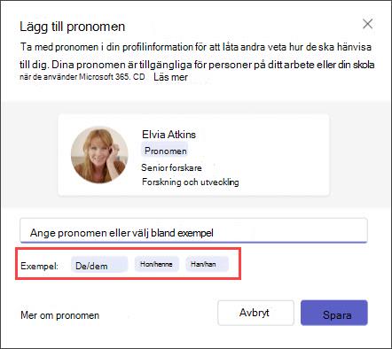 Pronomen på din profil i Microsoft 365