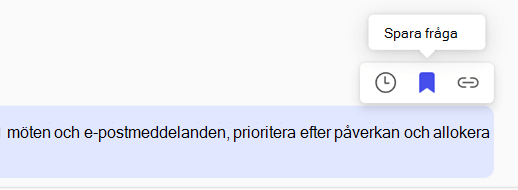 Ledtextverktygen som visar Spara fråga markerat.