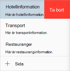 Ta bort en sida i OneNote för iOS