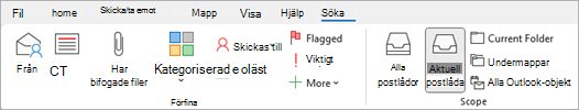 I menyfliksområdet väljer du har bifogade filer för att söka efter objekt som innehåller filer.
