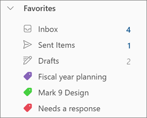 Kategorier i Favoriter i nya Outlook för Windows
