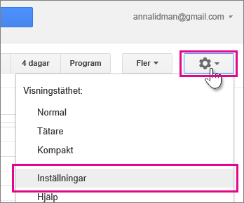 google calendar – inställningar – inställningar