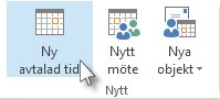 Kommandot Ny avtalad tid i menyfliksområdet