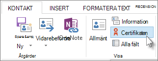 Visa certifikat för en specifik kontakt